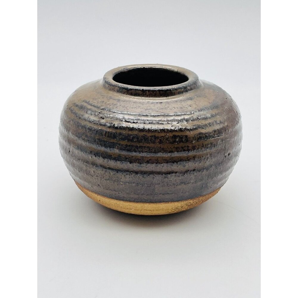 Studio Pottery Sandstone Two Tone Brown Glazed Small Vase